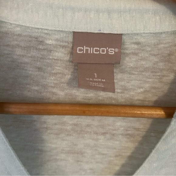 Chico's Linen Button Mint Top. Size Medium/Chico’s 1. - Picture 5 of 11